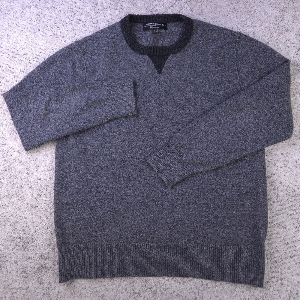 Banana Republic Sweater Mens Large Filpucci Merino Wool Pullover Crew Neck Gray